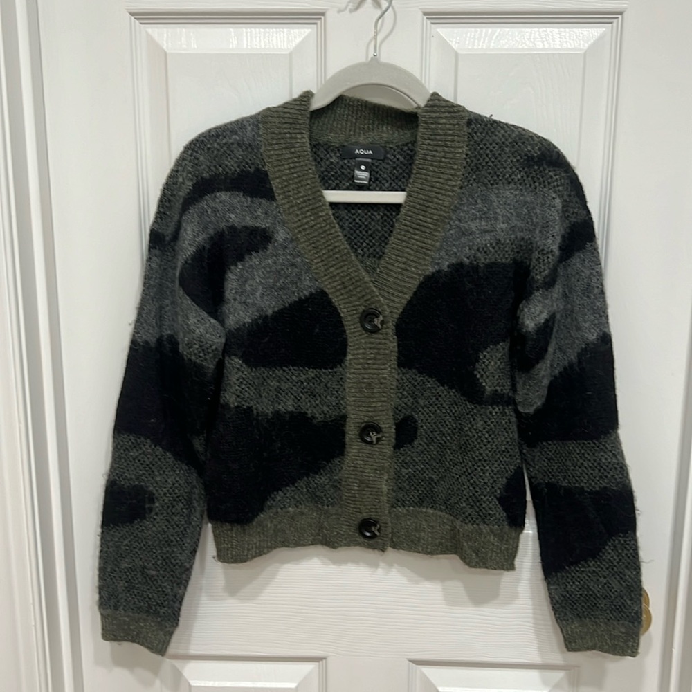 Aqua long sleeve button front sweater. XS